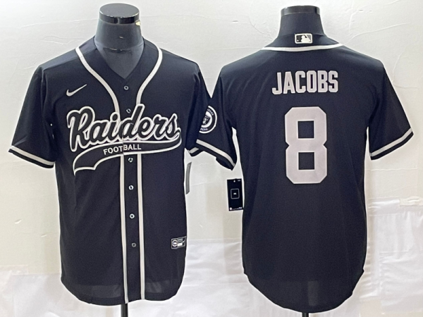 Men's Las Vegas Raiders #8 Josh Jacobs Black Stitched Baseball Jersey