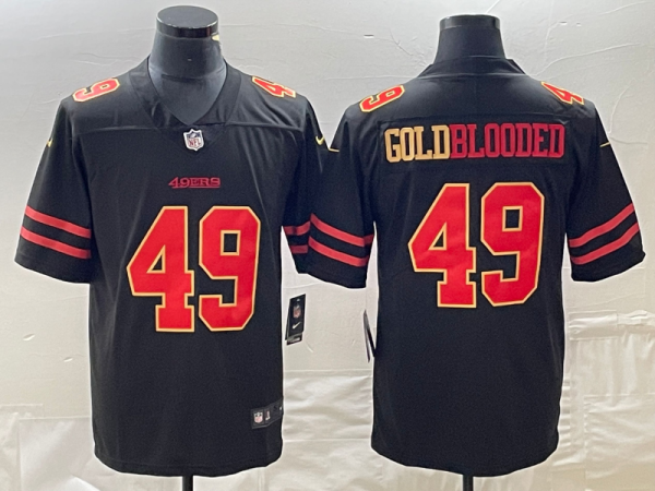 Men's San Francisco 49ers #49 Goldblooded Black/Red/Gold Vapor Untouchable Limited Jersey