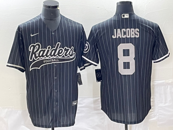 Men's Las Vegas Raiders #8 Josh Jacobs Black Stitched Baseball Jersey