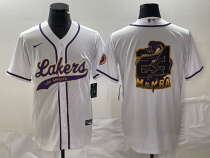 Men's Los Angeles Lakers #24 Mamba Big Logo White Cool Base Stitched Baseball Jersey