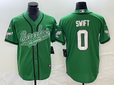 Men's Philadelphia Eagles #0 D’andre Swift Green Cool Base Stitched Baseball Jersey