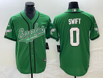 Men's Philadelphia Eagles #0 D’andre Swift Green Cool Base Stitched Baseball Jersey