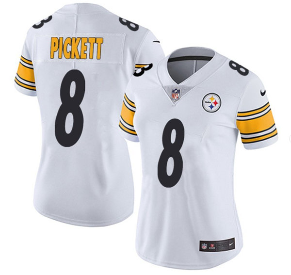 Women Pittsburgh Steelers #8 Kenny Pickett 2022 White Vapor Untouchable Limited Jersey