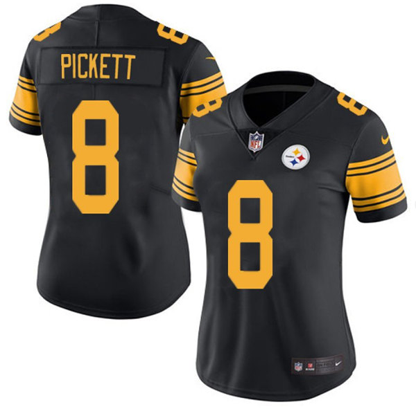 Women Pittsburgh Steelers #8 Kenny Pickett 2022 Black Color Rush Limited Jersey