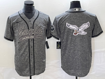 Men's Philadelphia Eagles Gray Team Big Logo Cool Base Stitched Baseball Jersey