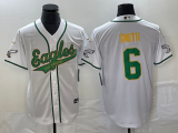 Men's Philadelphia Eagles #6 DeVonta Smith White Cool Base Stitched Baseball Jersey