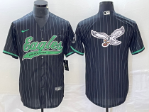 Men's Philadelphia Eagles Black Team Big Logo Cool Base Stitched Baseball Jersey