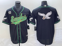 Men's Philadelphia Eagles Black Team Big Logo With C Patch Cool Base Stitched Baseball