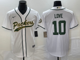 Men's Green Bay Packers #10 Love White With Patch Cool Base Stitched Jersey