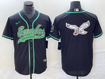 Men's Philadelphia Eagles Black Team Big Logo Cool Base Stitched Baseball Jersey