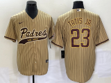 Men's San Diego Padres #23 Fernando Tatis Jr. Tan Cool Base Stitched Baseball Jersey