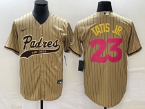 Men's San Diego Padres #23 Fernando Tatis Jr. Tan Cool Base Stitched Baseball Jersey