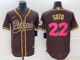 Men's San Diego Padres #22 Juan Soto Brown Cool Base Stitched Baseball Jersey