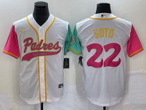 Men's San Diego Padres #22 Juan Soto White City Connect Cool Base Stitched Baseball Jersey