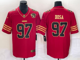 Men's San Francisco 49ers #97 Nick Bosa Red With 75th Anniversary Patch Jersey