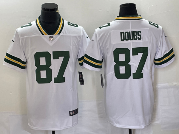 Men's Green Bay Packers #87 Doubs White 2021 NFL Draft Vapor Untouchable Limited Jersey