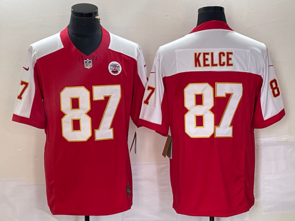 Men’s Kansas City Chiefs #87 Travis Kelce Red/White 2023 F.U.S.E. Vapor Untouchable Limited Jersey