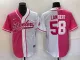 Men's Pittsburgh steelers #58 Jack Lambert Pink White Split Stitched Baseball Jersey