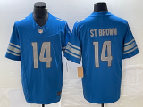 Men's Detroit Lions #14 Amon Ra St Brown Blue 2023 F.U.S.E Vapor Untouchable Limited Jersey