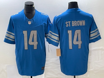 Men's Detroit Lions #14 Amon Ra St Brown Blue 2023 F.U.S.E Vapor Untouchable Limited Jersey