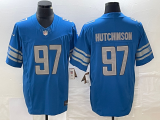 Men's Detroit Lions #97 Aidan Hutchinson Blue 2023 F.U.S.E Vapor Untouchable Limited Jersey