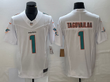 Men's Miami Dolphins #1 Tua Tagovailoa White 2023 F.U.S.E. Vapor Untouchable Limited Jersey