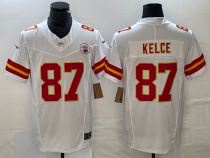 Men’s Kansas City Chiefs #87 Travis Kelce White 2023 F.U.S.E. Vapor Untouchable Limited Jersey