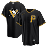 Men's Pittsburgh Pirates & Penguins Black Game Stitched Jersey