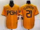 Men's Pittsburgh Pirates #21 Roberto Clemente Gold 2023 City Connect Stitched Jersey