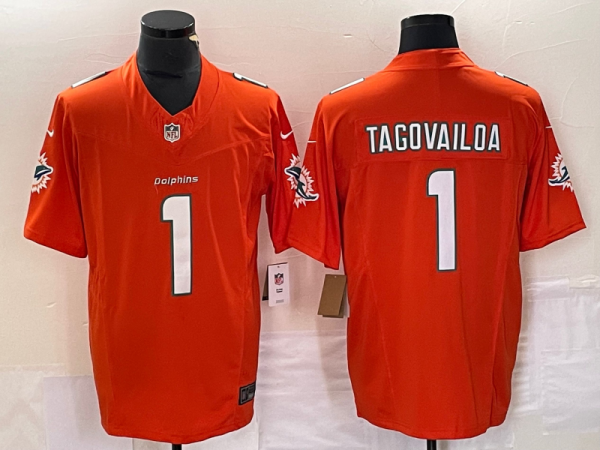 Men's Miami Dolphins #1 Tua Tagovailoa Orange 2023 F.U.S.E. Vapor Untouchable Limited Jersey