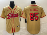 Men's San Francisco 49ers #85 George Kittle Gold Baseball Nike Jersey