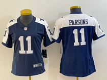 Women Dallas Cowboys #11 Micah Parsons Blue Thanksgiving Vapor Limited Jersey