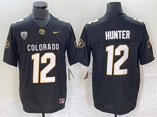 Men's Colorado Buffaloes #12 Travis Hunter Black 2023 F.U.S.E. Stitched Football Jersey