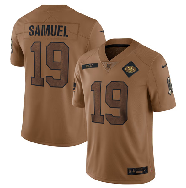 Men's San Francisco 49ers #19 Deebo Samuel 2023 Brown Salute To Service Limited Jersey