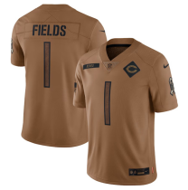 Men's Chicago Bears #1 Justin Fields 2023 Brown Salute To Service Limited Jersey