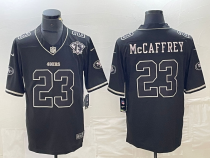 Men's San Francisco 49ers #23 Christian McCaffrey Black With 75th Anniversary Patch Jersey