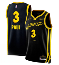 Men's Golden State Warriors #3 Chris Paul  Black 2023/24 City Edition Stitched Jersey