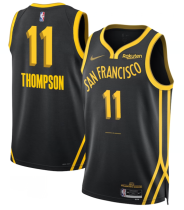 Men's Golden State Warriors #11 Klay Thompson  Black 2023/24 City Edition Stitched Jersey