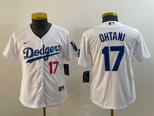 Youth Los Angeles Dodgers #17 Shohei Ohtani White Game Jersey