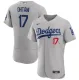 Men's Los Angeles Dodgers #17 Shohei Ohtani Grey Flex Base Elite Jersey