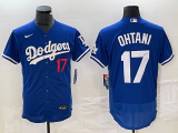 Men's Los Angeles Dodgers #17 Shohei Ohtani Blue Flex Base Elite Jersey