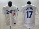 Men's Los Angeles Dodgers #17 Shohei Ohtani White Flex Base Elite Jersey