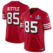 Men's San Francisco 49ers #85 George Kittle New Red 2024 F.U.S.E. Super Bowl LVIII Patch Jersey