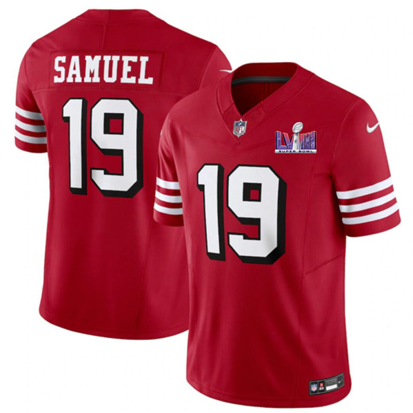 Men's San Francisco 49ers #19 Deebo Samuel  New White Color Rush 2024 F.U.S.E. Super Bowl LVIII Patch Jersey