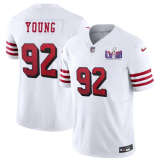 Men's San Francisco 49ers #92 Chase Young New White Color Rush 2024 F.U.S.E. Super Bowl LVIII Patch Jersey