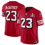 Men's San Francisco 49ers #23 Christian McCaffrey New Red  Color Rush 2024 F.U.S.E. Super Bowl LVIII Jersey