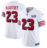 Men's San Francisco 49ers #23 Christian McCaffrey New White Color Rush 2024 F.U.S.E. Super Bowl LVIII Jersey