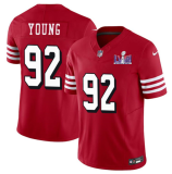 Men's San Francisco 49ers #92 Chase Young New Red Color Rush 2024 F.U.S.E. Super Bowl LVIII Patch Jersey