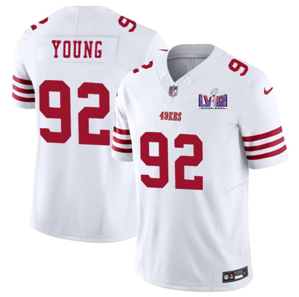 Men's San Francisco 49ers #92 Chase Young White 2024 F.U.S.E. Super Bowl LVIII Patch Jersey