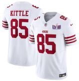 Men's San Francisco 49ers #85 George Kittle White 2024 F.U.S.E. Super Bowl LVIII Patch Vapor Jersey